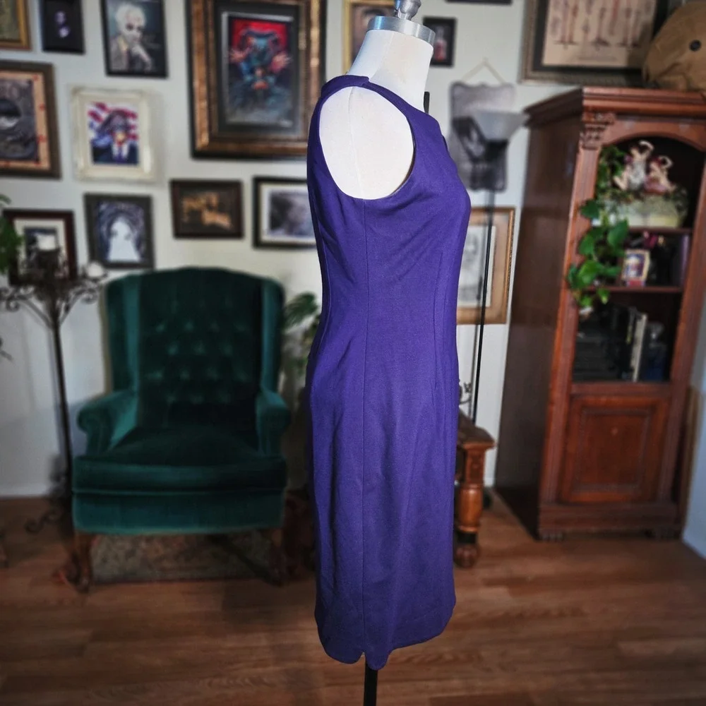 Vintage Y2K Elie Tahari Purple Sheath Dress Boat Neck Casual Cocktail Nordstrom‎